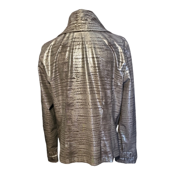 Chico's Lightweight Metallic Silver Shirt Jacket - Picture 4 of 9